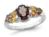 1.60 Carat (ctw) Smoky Quartz and Whiskey Quartz Ring in Sterling Silver